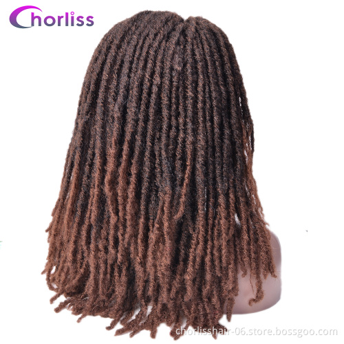 Private Label Cheap Ombre Afro Dreadlocks Wigs For Black Women Curly Braids Heat Resistance Faux Locs Synthetic Hair Wigs